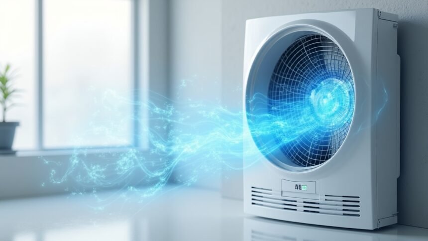 Aereco EM 916 energiatakarékos lakásszellőztető működés közben