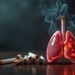 Dohányzás káros hatásai a tüdőre, cigaretta és tüdőszimbólum
