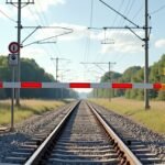 Vasúti sorompók és fényjelzések síneken való átkeléshez