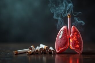 Dohányzás káros hatásai a tüdőre, cigaretta és tüdőszimbólum