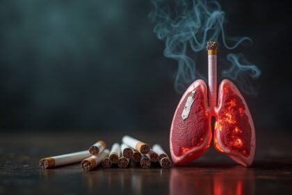 Dohányzás káros hatásai a tüdőre, cigaretta és tüdőszimbólum