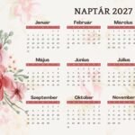 Virágos naptár 2027, a heti tervezés és időbeosztás megkönnyítésére.