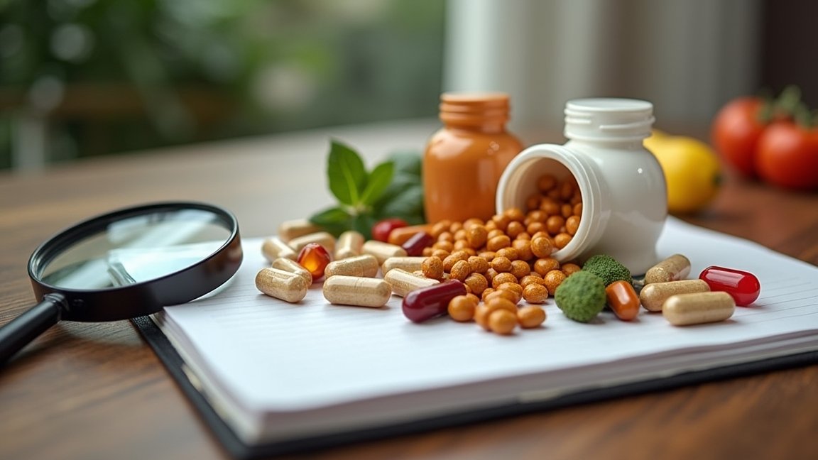 Táplálékkiegészítők különböző formái, vitaminok és gyógynövények