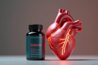 Liderin táplálékkiegészítő és emberi szív 3D-s ábrázolása