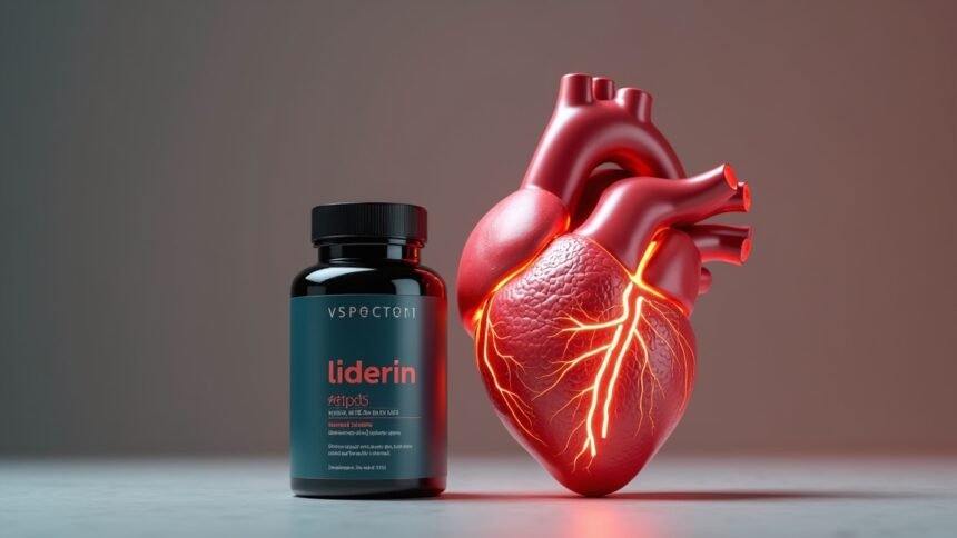 Liderin táplálékkiegészítő és emberi szív 3D-s ábrázolása